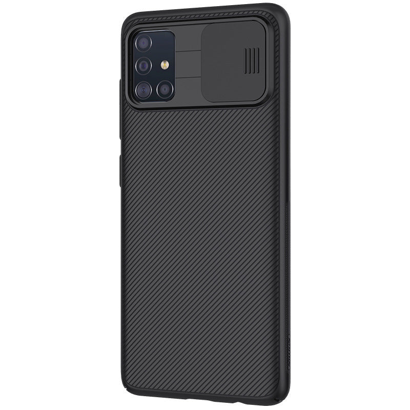 HKM-071187 Samsung A71 Black Mirror Scratch-Resistant Mobile Phone Case with Sliding Cover