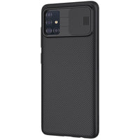 HKM-071187 Samsung A71 Black Mirror Scratch-Resistant Mobile Phone Case with Sliding Cover