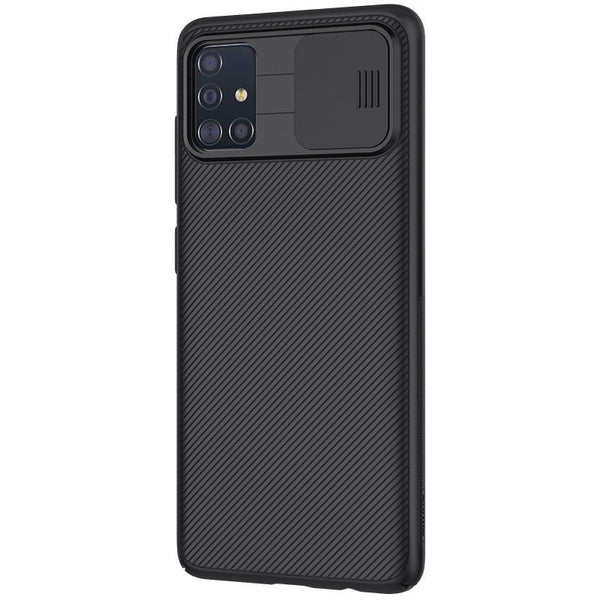 HKM-071187 Samsung A71 Black Mirror Scratch-Resistant Mobile Phone Case with Sliding Cover