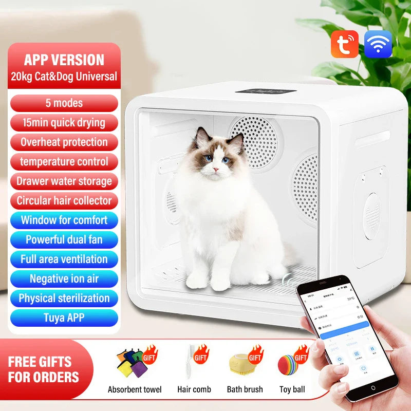 HKM-071187 Smart Quiet Pet Grooming Hair Dryer with ABS Plastic Drying Box for Small Animals and Dogs