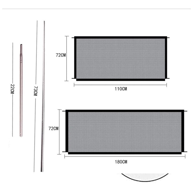 HKM-0711997 Portable Folding Pet Quarantine Fence - Cloth Mesh, Small 110x72cm & Large 180x72cm