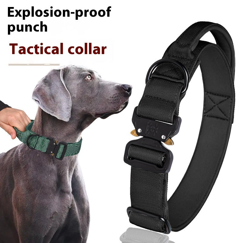HKM-0712381 Nylon Tactical Pet Collar with Release Buckle for Outdoor Use - Variety of Colors Available