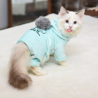 HKM-0712765 Cozy Fleece Hooded Jacket for Pets - Four-Legged Winter Wear in Mint Blue and Gem Pink
