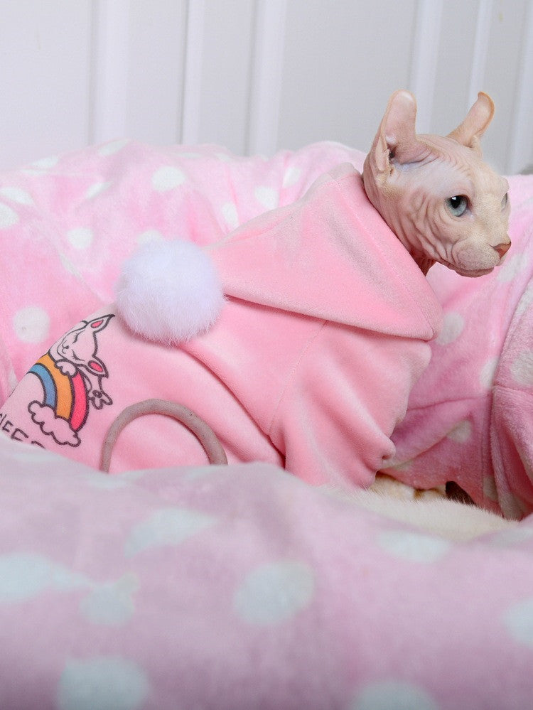 HKM-0712765 Cozy Fleece Hooded Jacket for Pets - Four-Legged Winter Wear in Mint Blue and Gem Pink