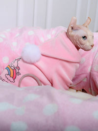HKM-0712765 Cozy Fleece Hooded Jacket for Pets - Four-Legged Winter Wear in Mint Blue and Gem Pink