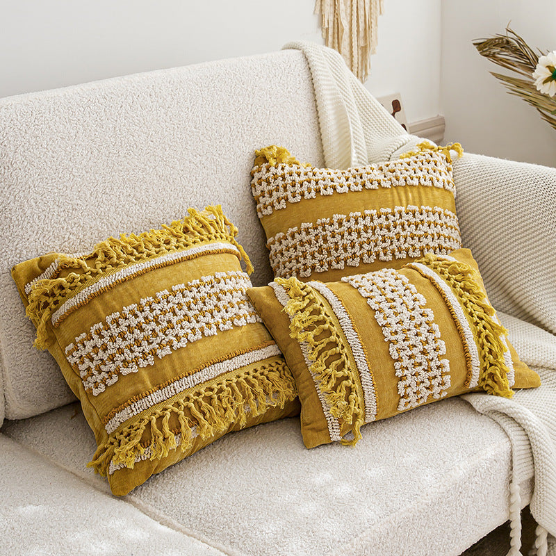 HKM-071379 Bohemian Ethnic Style Handmade Embroidery Cushion Cover for Home Sofa Decoration