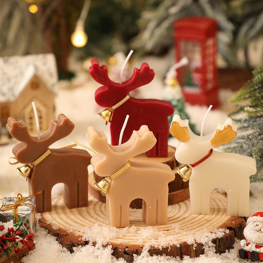 HKM-071379 Christmas Elk Animal-Shaped Aromatherapy Candle in Red and Coffee Colors