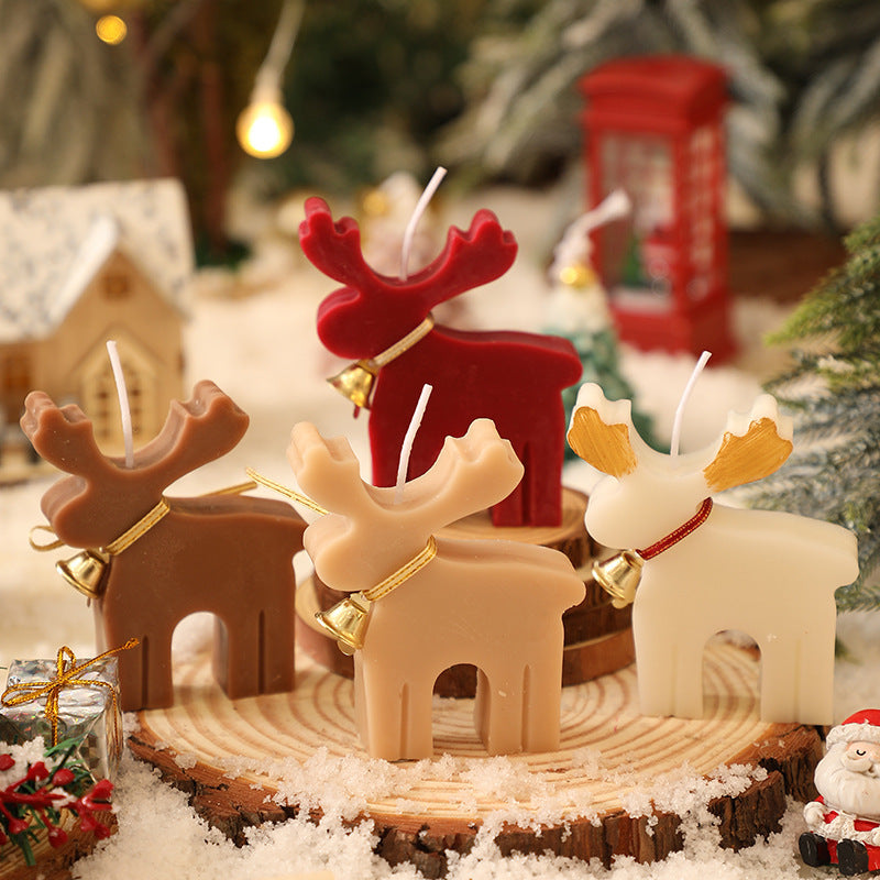 HKM-071379 Christmas Elk Animal-Shaped Aromatherapy Candle in Red and Coffee Colors