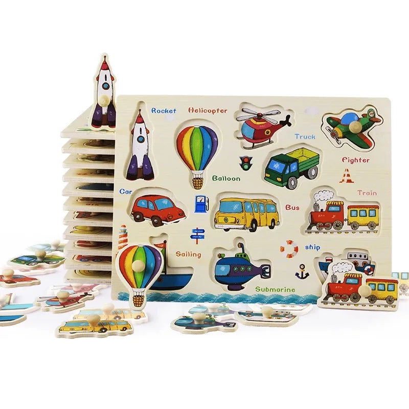 HKM-071379 Colorful Educational Wooden Jigsaw 3D Puzzle for Children, 30x23 cm, Suitable for Ages 3+