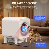 HKM-071379 Smart Automatic Cat Litter Box with Extra-Large 75L Capacity and Infrared Sensors for Easy Cleaning