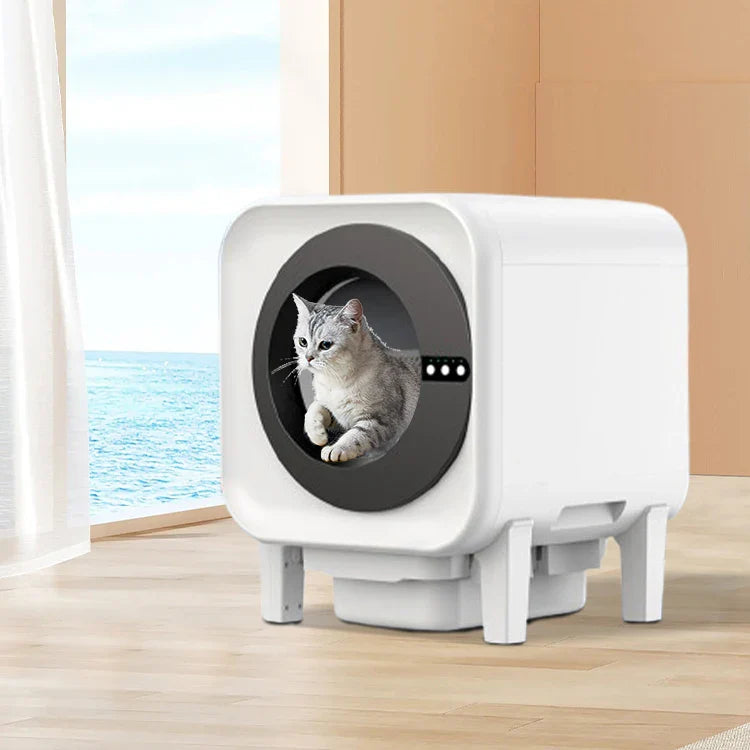 HKM-071379 Smart Automatic Cat Litter Box with Extra-Large 75L Capacity and Infrared Sensors for Easy Cleaning