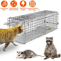 HKM-0714045 Foldable Galvanized Wire Live Animal Trap Cage for Cats and Small Animals Under 4.4 lbs