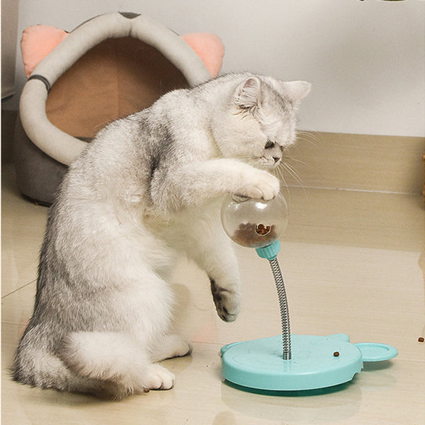 HKM-0714173 Interactive Cat Food Dispenser Ball with Suction Cup Base - Puzzle Toy for Engaging Feeding Play