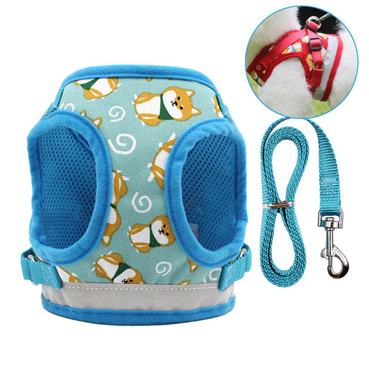 HKM-071443 Adjustable Nylon Dog Vest Harness with Traction Rope for All Seasons