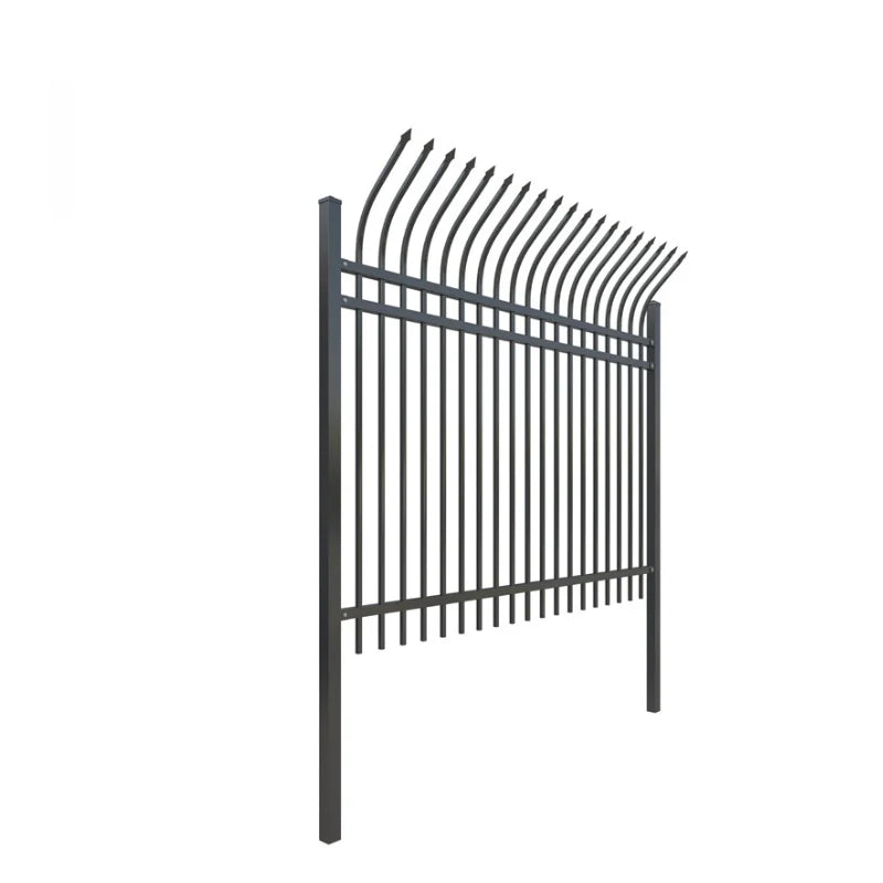 HKM-071443 Corten Steel Anti-Climb Decorative Fence - Outdoor Wrought Iron Guardrail with Black Powder Coating
