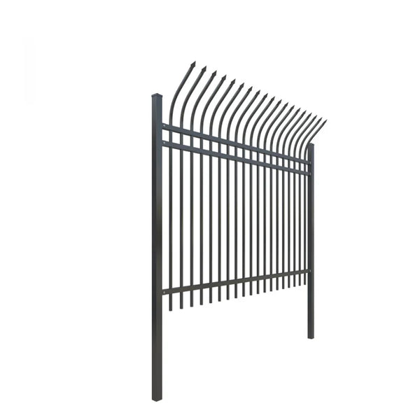 HKM-071443 Corten Steel Anti-Climb Decorative Fence - Outdoor Wrought Iron Guardrail with Black Powder Coating