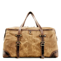 HKM-071507 Waterproof Waxed Canvas Duffle Bag with Leather Accents for Men - 52cm x 22cm x 30cm