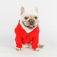 HKM-0715453 Solid Color Polyester Zipper Coat for Dogs - Casual Style, Available in Blue and Red