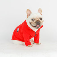 HKM-0715453 Solid Color Polyester Zipper Coat for Dogs - Casual Style, Available in Blue and Red