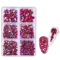 HKM-071571 Porcelain White 6-Compartment Rhinestone Nail Sticker Set