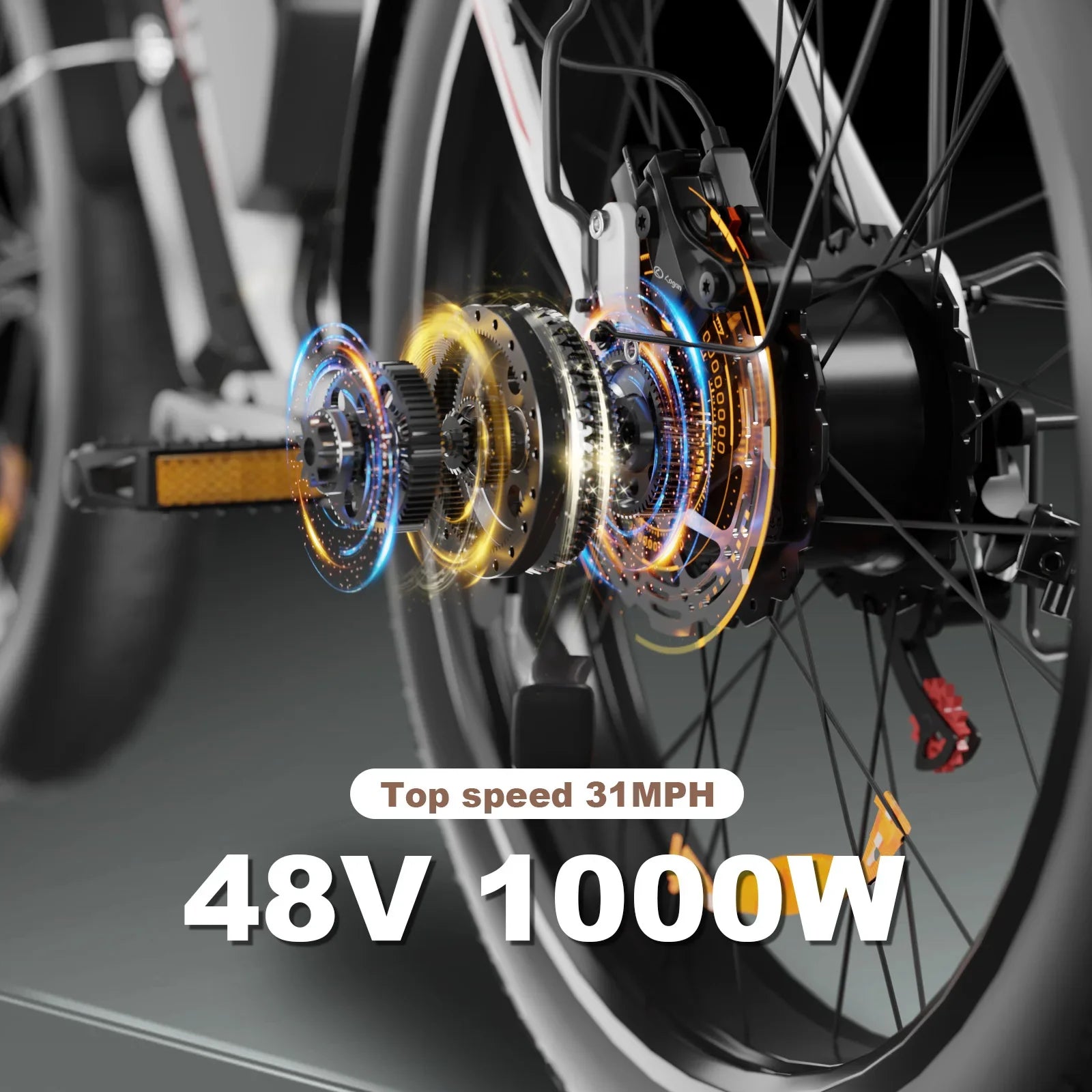 HKM-071635 26" 4.0 Fat Tire Electric Bike with 1000W Motor, 48V Lithium Battery, 7-Speed Gears, and Hydraulic Disc Brakes