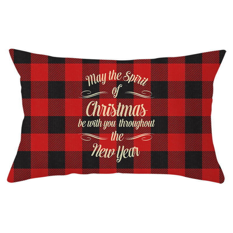 HKM-071635 Christmas-Themed Linen Backrest Pillowcase, 30x50cm, Polyester Fabric, Mixed Color Design
