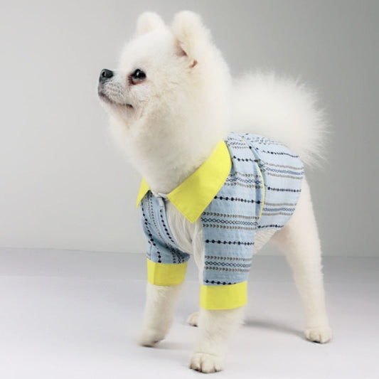 HKM-0716733 Comfortable Cotton Pet Shirt in Blue ¨C Leisure Style for All Sizes: XS to 2XL