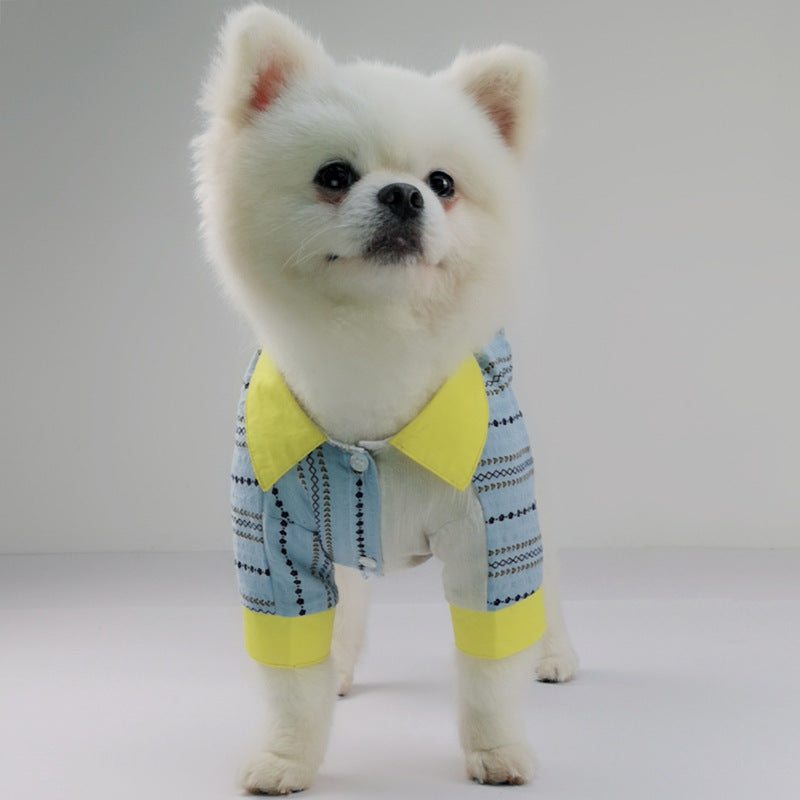 HKM-0716733 Comfortable Cotton Pet Shirt in Blue ¨C Leisure Style for All Sizes: XS to 2XL