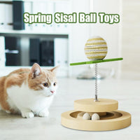 HKM-0717629 Sisal Cat Toy with Ball Track and 360-Degree Movement for Interactive Play and Exercise