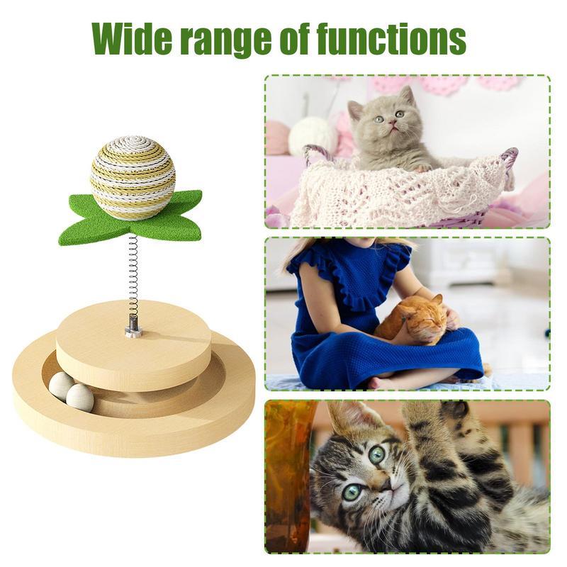 HKM-0717629 Sisal Cat Toy with Ball Track and 360-Degree Movement for Interactive Play and Exercise