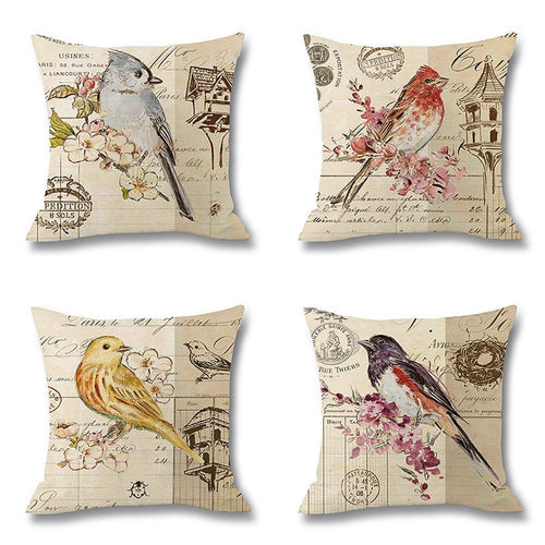 HKM-071763 Linen Throw Pillow Cover - 45x45cm Decorative Cushion Case