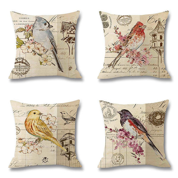 HKM-071763 Linen Throw Pillow Cover - 45x45cm Decorative Cushion Case