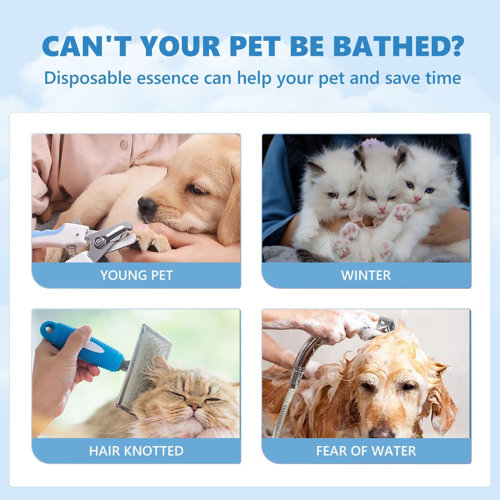 HKM-0718013 Wash-Free Essence for Dogs and Cats - 20ml Bottle with Natural Ingredients