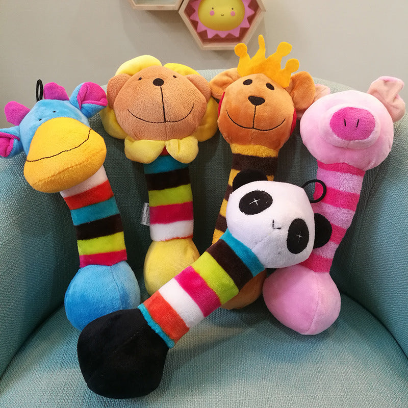 HKM-0718781 Plush Chewable Duck Toy for Pets - Soft Rattle and Lollipop Design