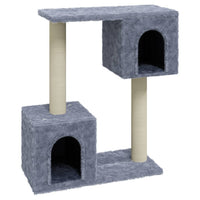 HKM-0719421 Cat Tree with Scratching Posts and Hideaway House - Light Gray, 60 cm Tall