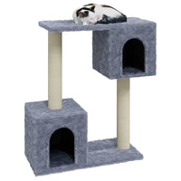 HKM-0719421 Cat Tree with Scratching Posts and Hideaway House - Light Gray, 60 cm Tall