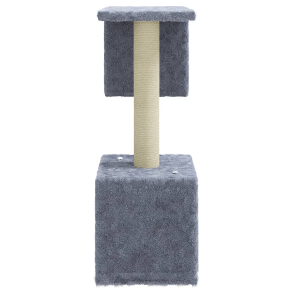 HKM-0719421 Cat Tree with Scratching Posts and Hideaway House - Light Gray, 60 cm Tall