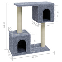 HKM-0719421 Cat Tree with Scratching Posts and Hideaway House - Light Gray, 60 cm Tall