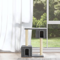 HKM-0719421 Cat Tree with Scratching Posts and Hideaway House - Light Gray, 60 cm Tall