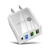 HKM-071955 Dual USB Fast Charge Travel Charger with PD Charging Head - 3000mA Output