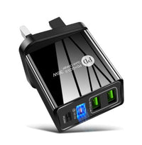 HKM-071955 Dual USB Fast Charge Travel Charger with PD Charging Head - 3000mA Output