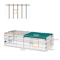 HKM-0719805 Green Metal Small Animal Playpen with Shade Roof for Indoor and Outdoor Use, Suitable for Rabbits, Chickens, and Chinchillas