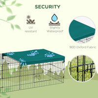 HKM-0719805 Green Metal Small Animal Playpen with Shade Roof for Indoor and Outdoor Use, Suitable for Rabbits, Chickens, and Chinchillas