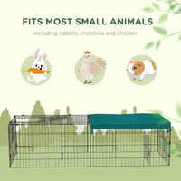 HKM-0719805 Green Metal Small Animal Playpen with Shade Roof for Indoor and Outdoor Use, Suitable for Rabbits, Chickens, and Chinchillas