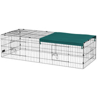 HKM-0719805 Green Metal Small Animal Playpen with Shade Roof for Indoor and Outdoor Use, Suitable for Rabbits, Chickens, and Chinchillas