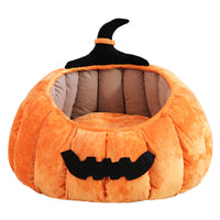 HKM-0720189 Cozy Pumpkin-Themed Pet Bed for Cats - Orange and Black Options