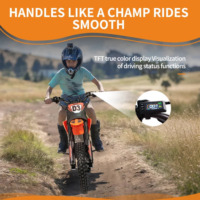 HKM-072019 HEZZO D3 60V 3500W Electric Dirt Bike for Teenagers with 14-Inch Off-Road Tires