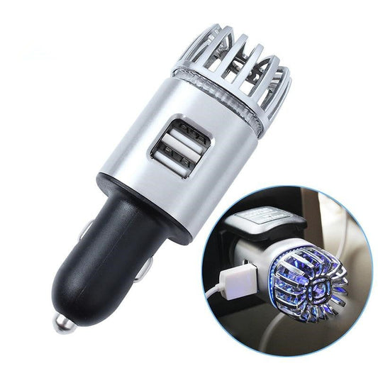 HKM-072147 2-in-1 Car Charger with Air Purifier and Dual USB Ports