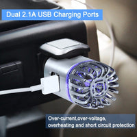 HKM-072147 2-in-1 Car Charger with Air Purifier and Dual USB Ports