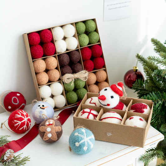 HKM-072211 Christmas Wool Felt Ball Decorative Pendant - Set of 36, 3cm, Assorted Colors